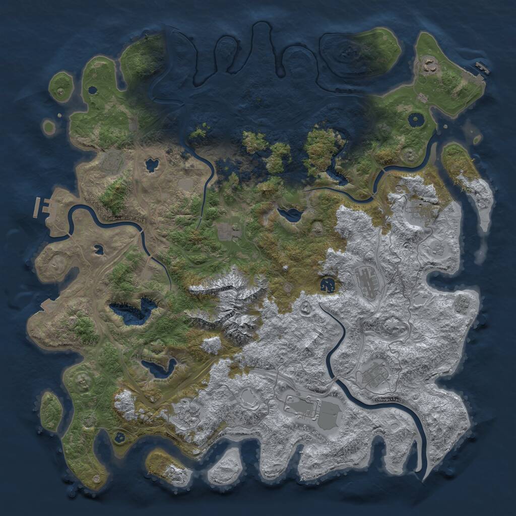 Rust Map: Procedural Map, Size: 5000, Seed: 610640298, 16 Monuments
