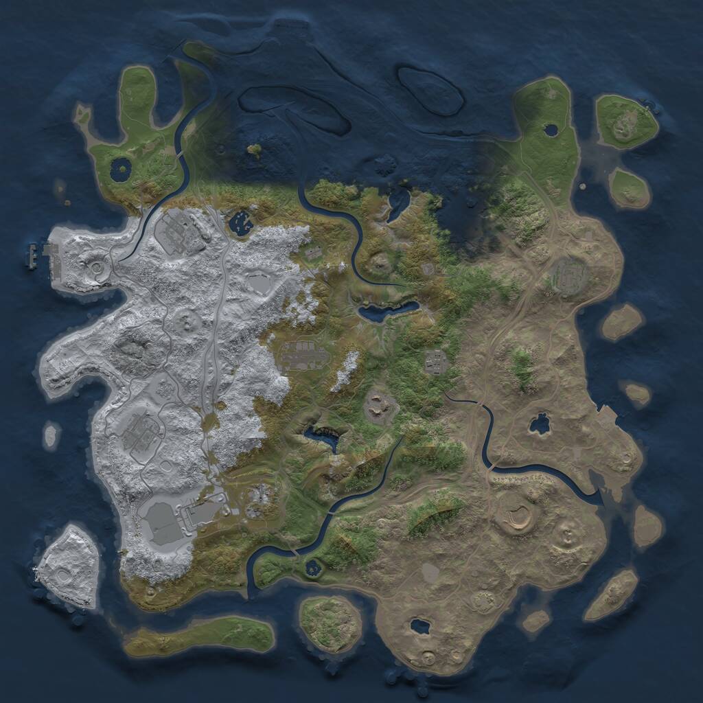 Rust Map: Procedural Map, Size: 4500, Seed: 243760378, 17 Monuments