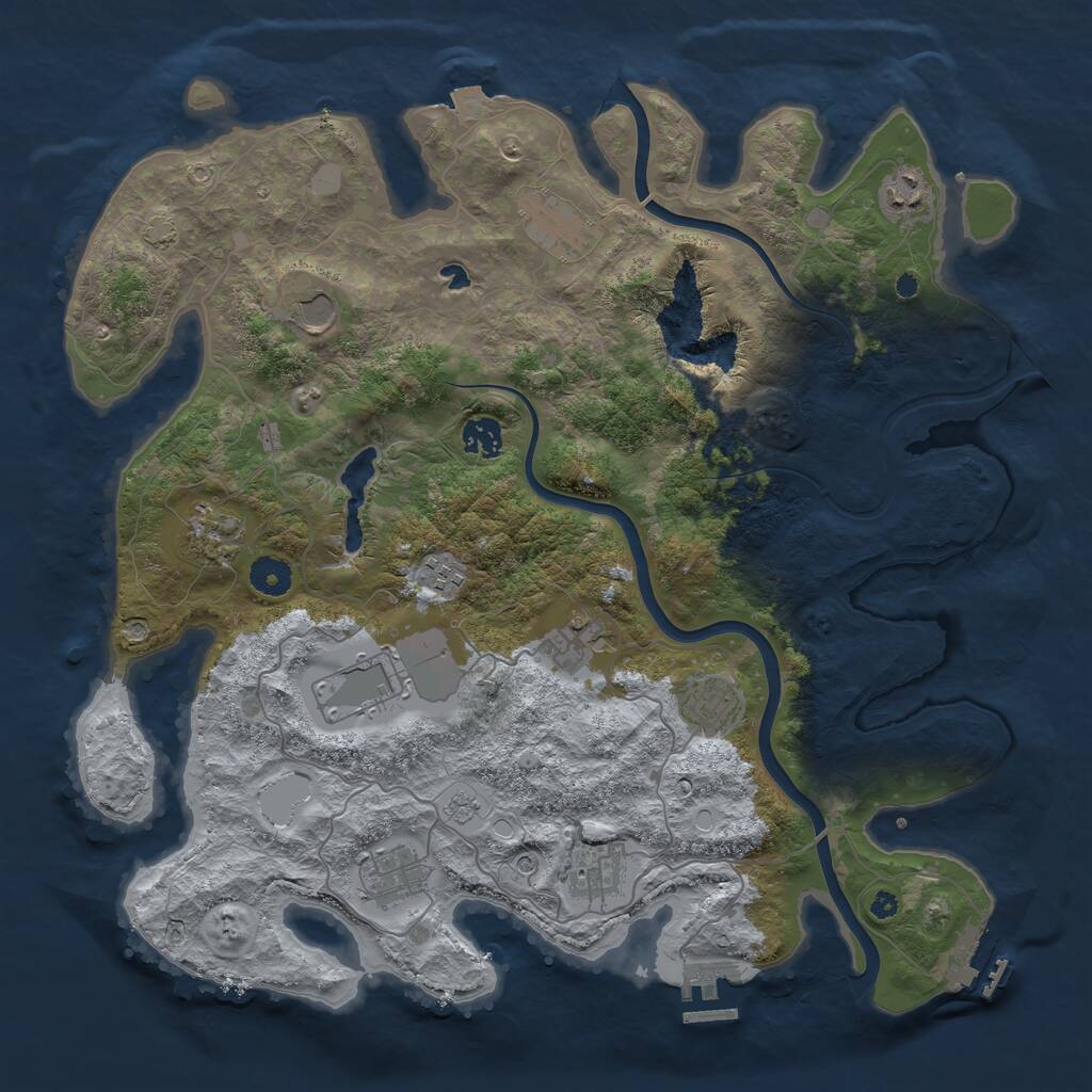 Rust Map: Procedural Map, Size: 4000, Seed: 2008414499, 17 Monuments