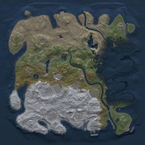 Thumbnail Rust Map: Procedural Map, Size: 4000, Seed: 2008414499, 17 Monuments