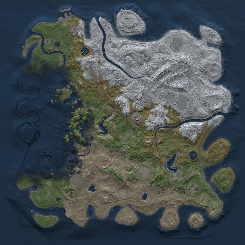 Rust Map: Procedural Map, Size: 4500, Seed: 57306965, 16 Monuments