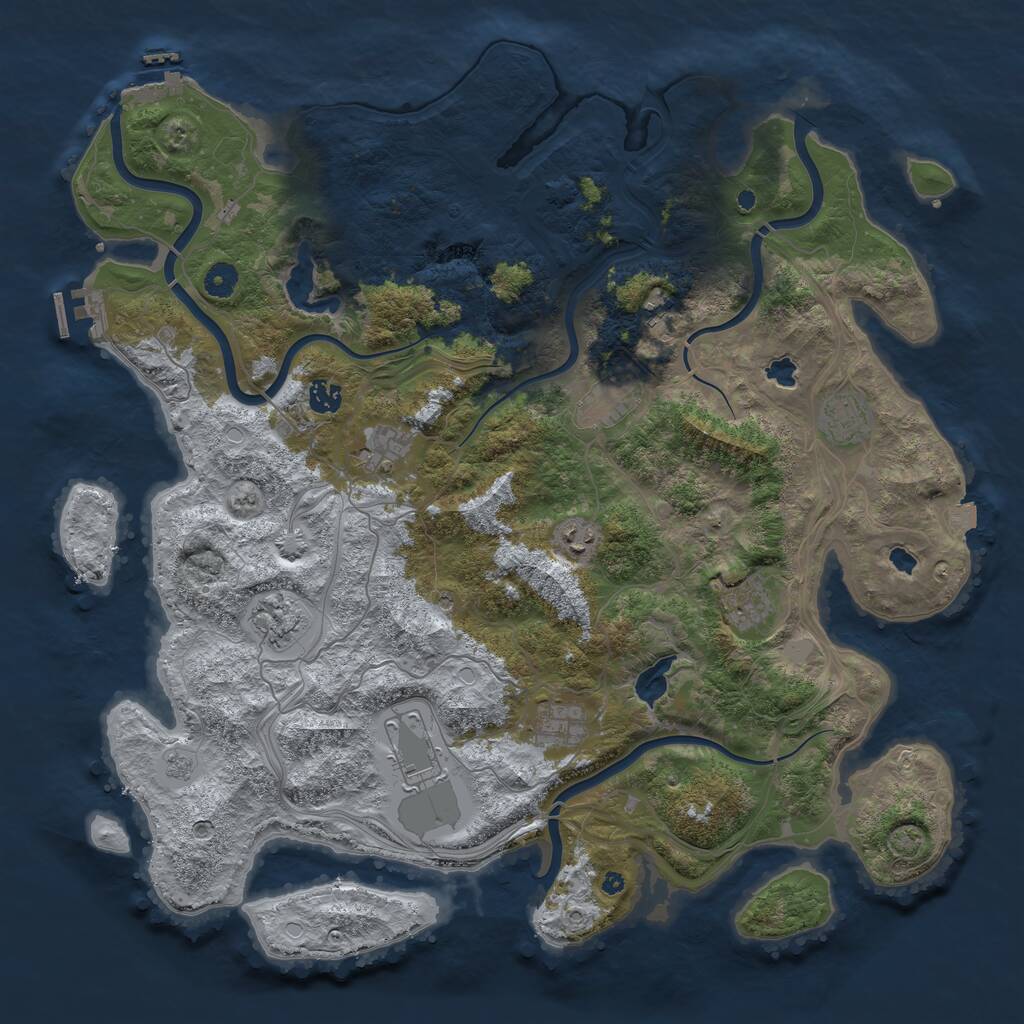 Rust Map: Procedural Map, Size: 4500, Seed: 684257, 16 Monuments