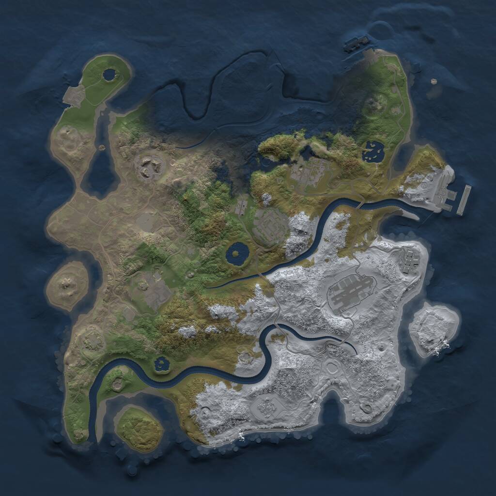 Rust Map: Procedural Map, Size: 3250, Seed: 565177, 13 Monuments