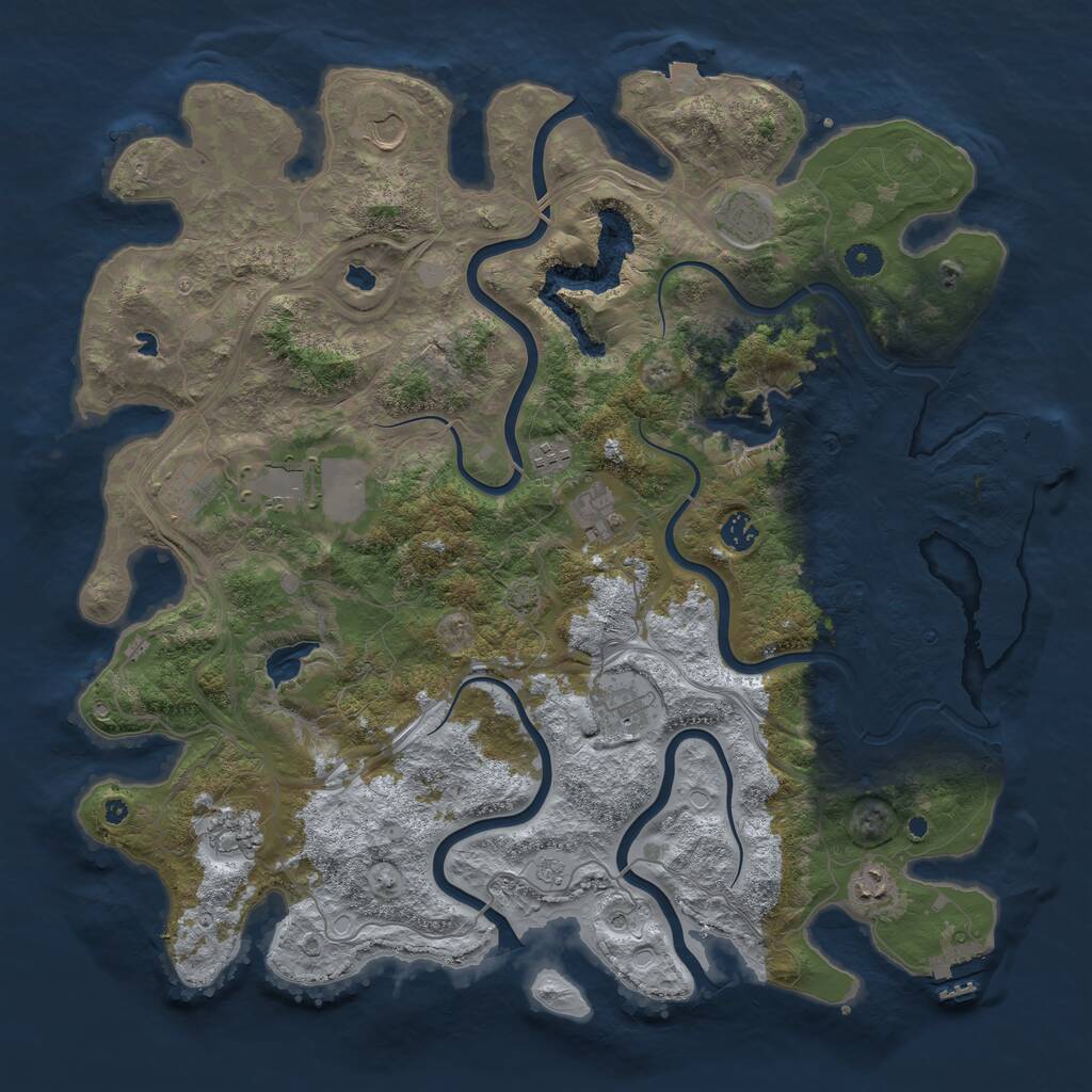 Rust Map: Procedural Map, Size: 4500, Seed: 1608295655, 16 Monuments