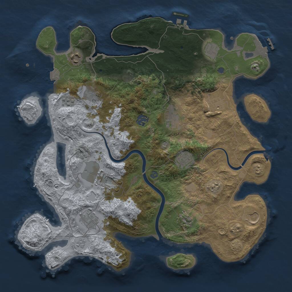 Rust Map: Procedural Map, Size: 3750, Seed: 803494617, 19 Monuments
