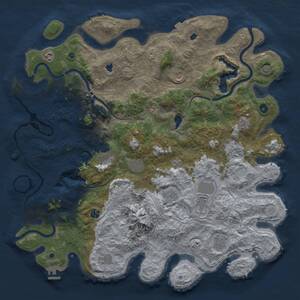 Thumbnail Rust Map: Procedural Map, Size: 5000, Seed: 1317652843, 16 Monuments