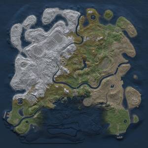 Thumbnail Rust Map: Procedural Map, Size: 4300, Seed: 83349455, 15 Monuments