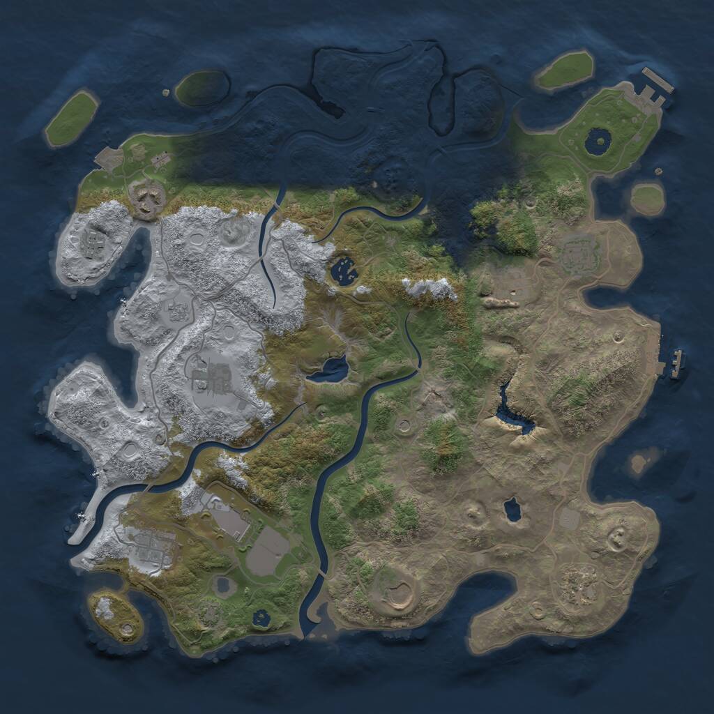 Rust Map: Procedural Map, Size: 4000, Seed: 366966612, 16 Monuments