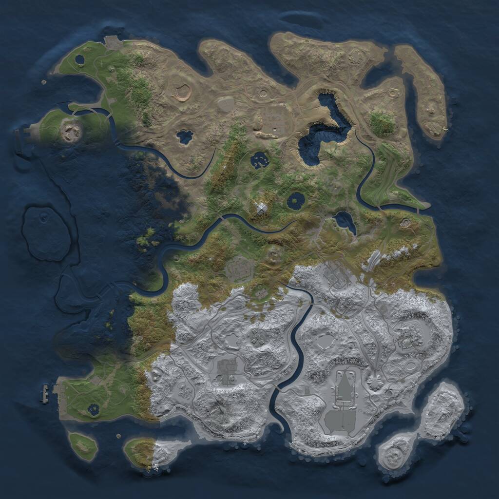 Rust Map: Procedural Map, Size: 4300, Seed: 77685690, 17 Monuments