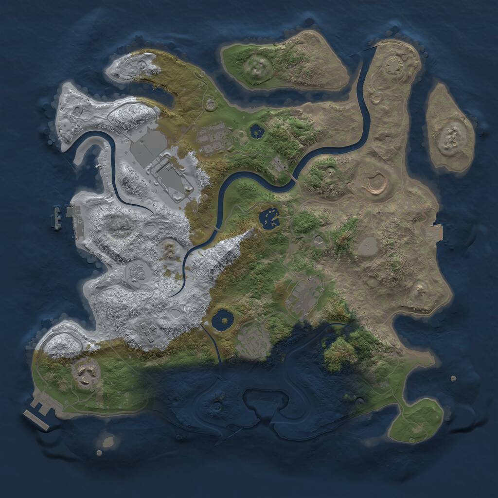 Rust Map: Procedural Map, Size: 3500, Seed: 1108744530, 14 Monuments
