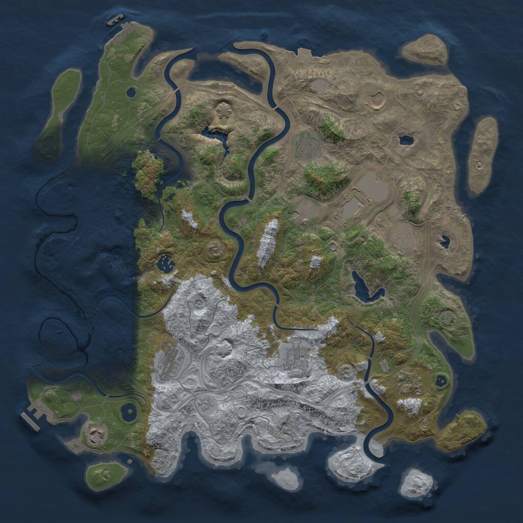 Rust Map: Procedural Map, Size: 4500, Seed: 106819215, 17 Monuments