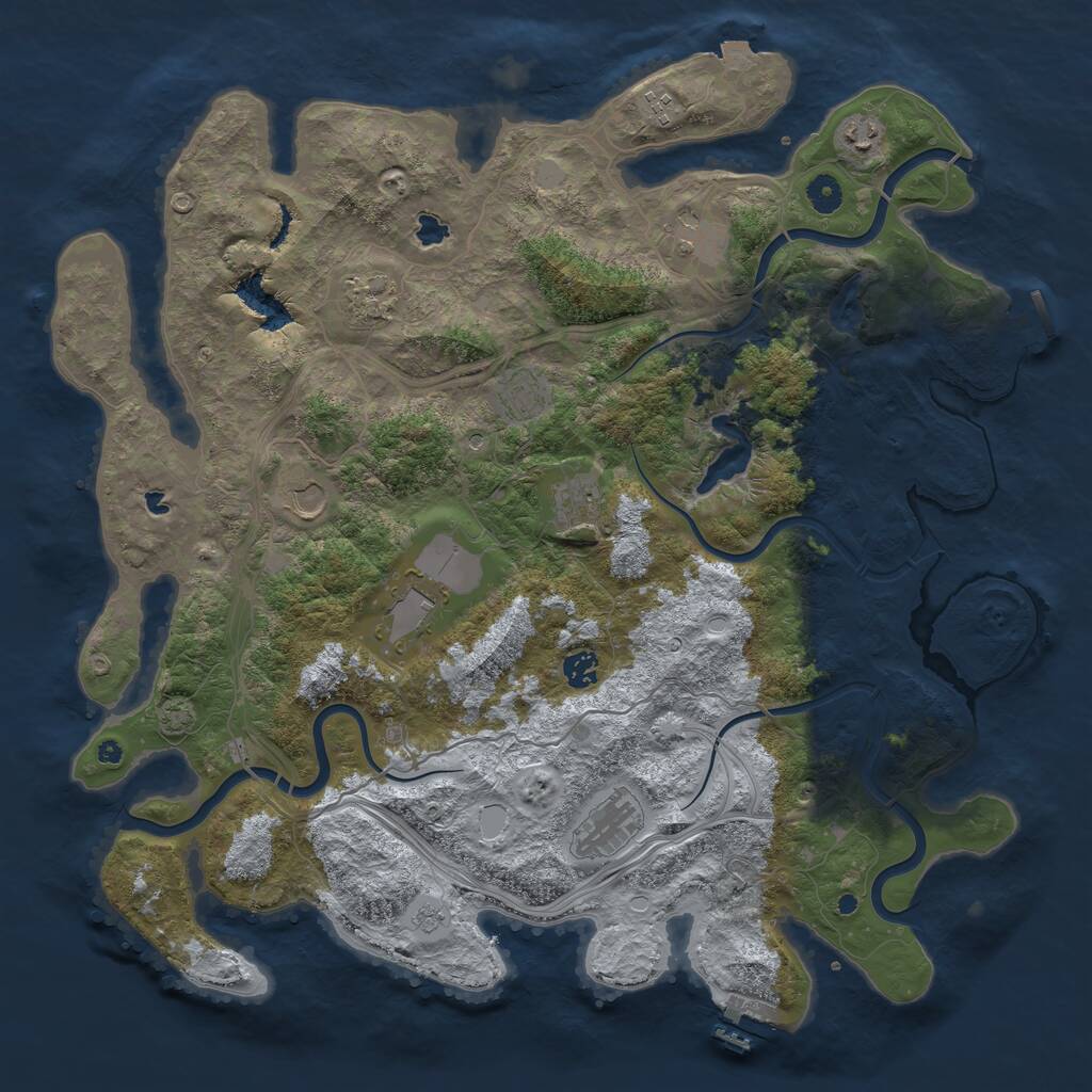 Rust Map: Procedural Map, Size: 4500, Seed: 648018944, 16 Monuments