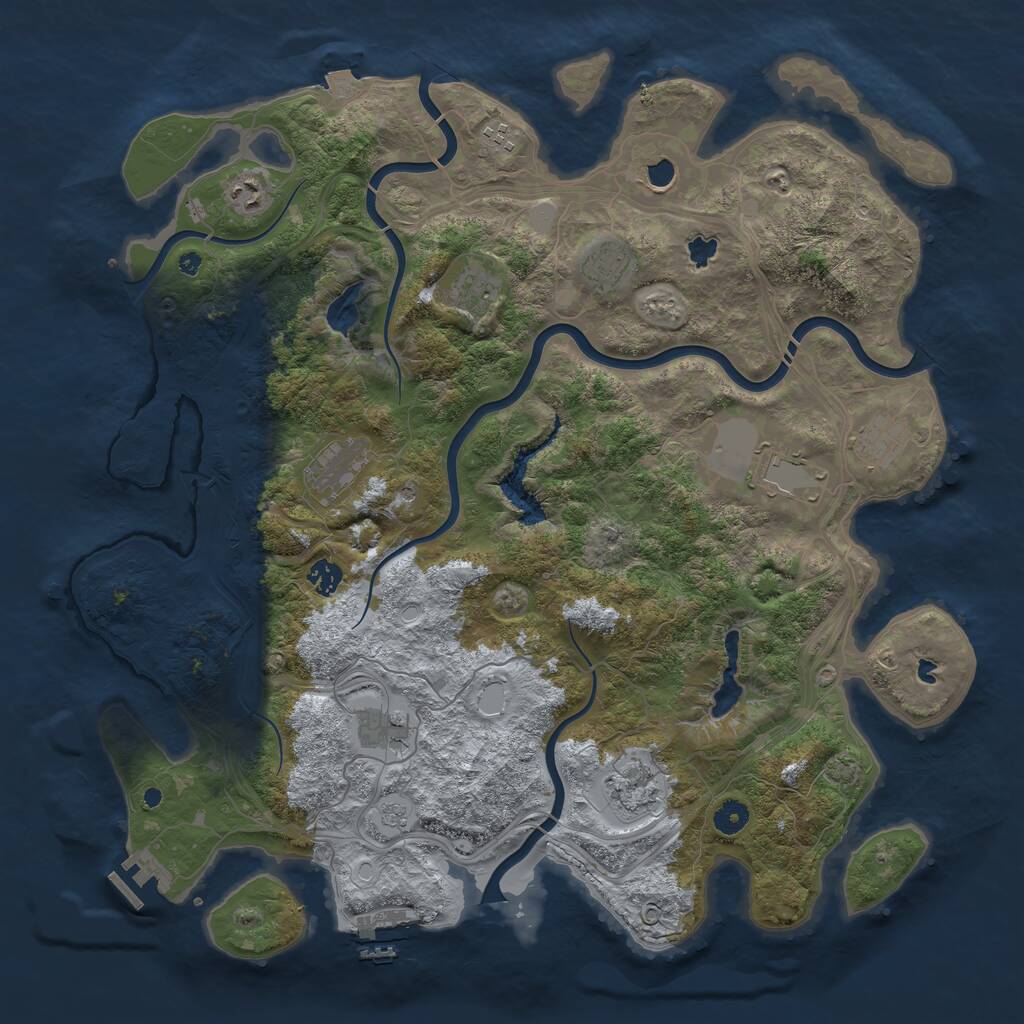 Rust Map: Procedural Map, Size: 4500, Seed: 1459424545, 17 Monuments