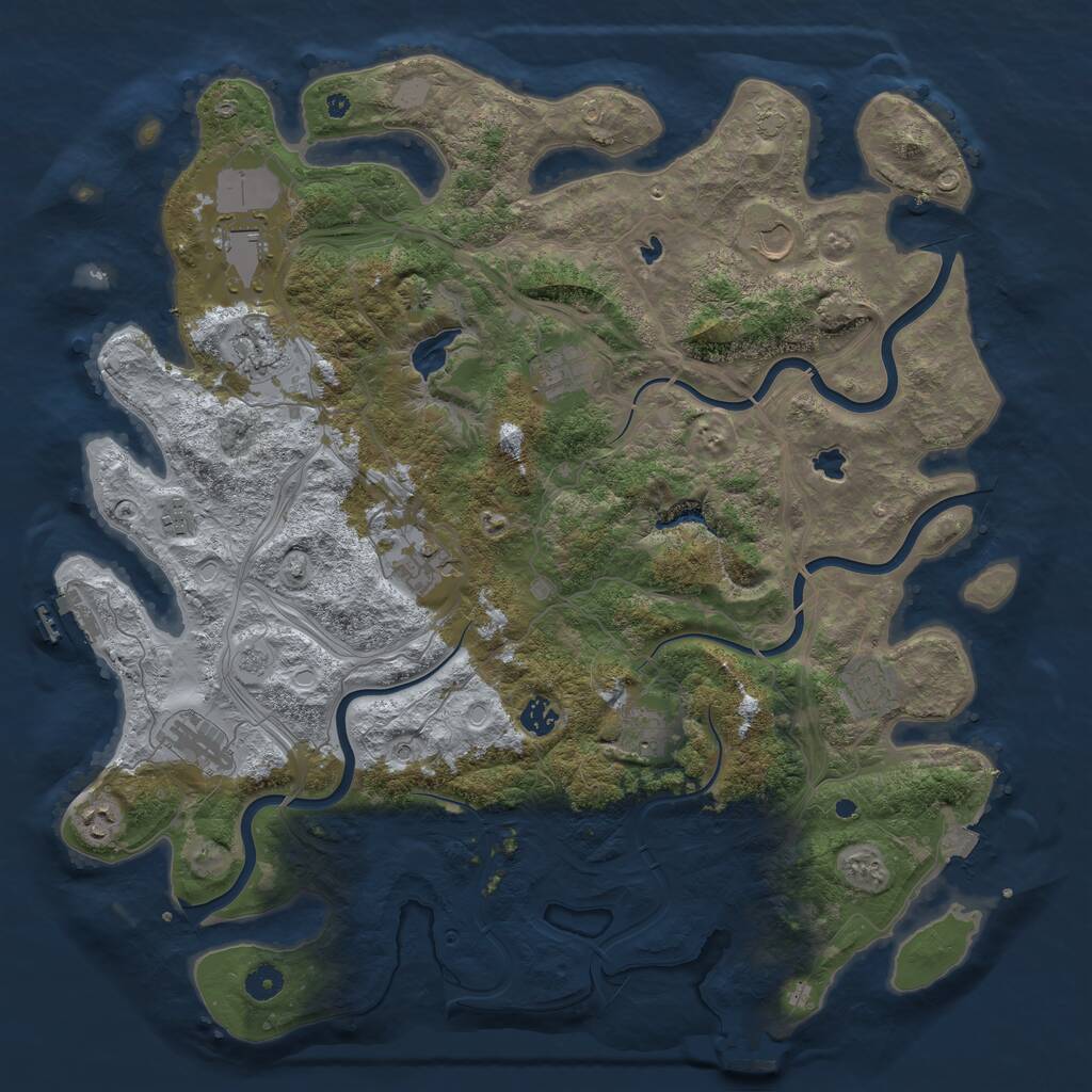 Rust Map: Procedural Map, Size: 4500, Seed: 188624685, 17 Monuments