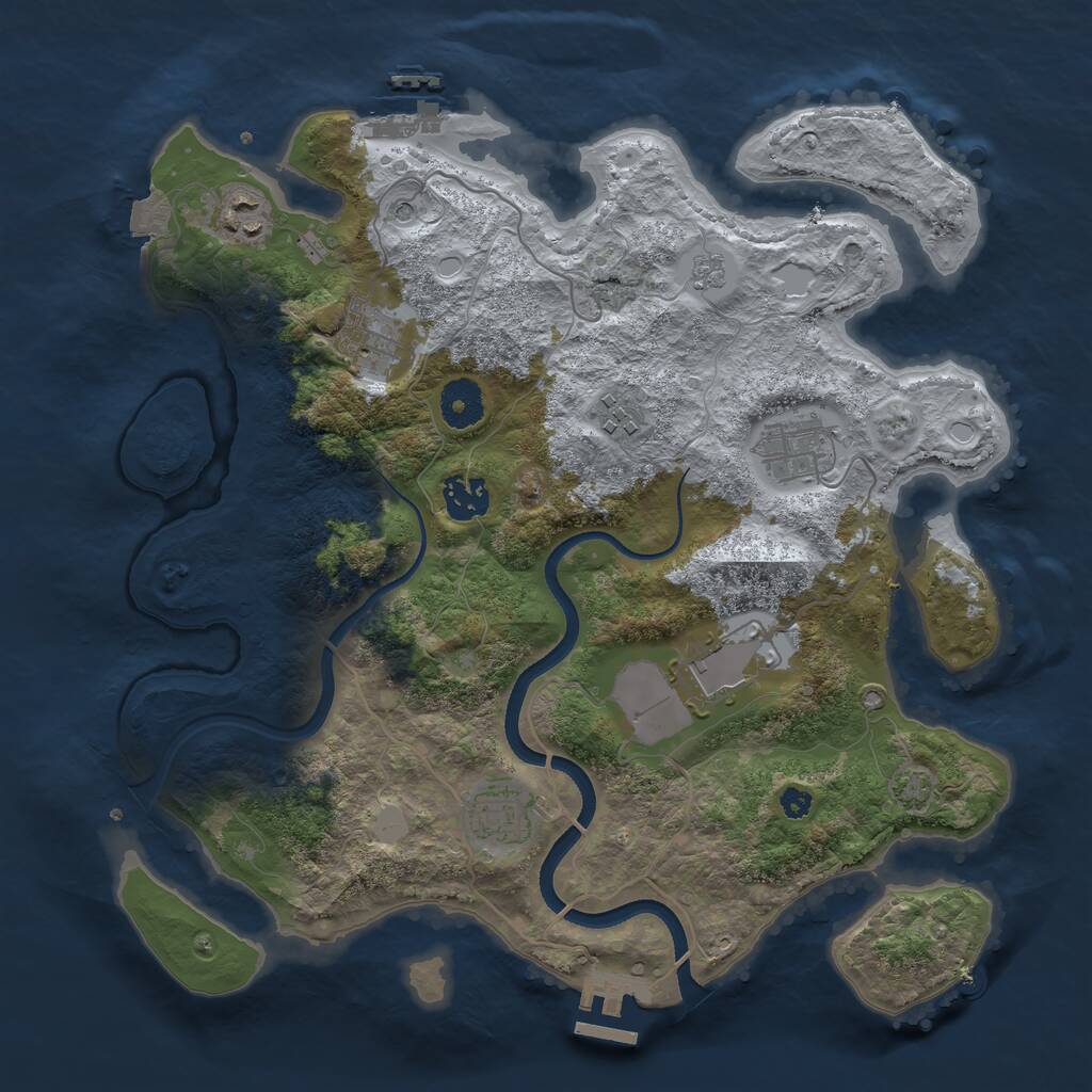 Rust Map: Procedural Map, Size: 3500, Seed: 1884759711, 13 Monuments