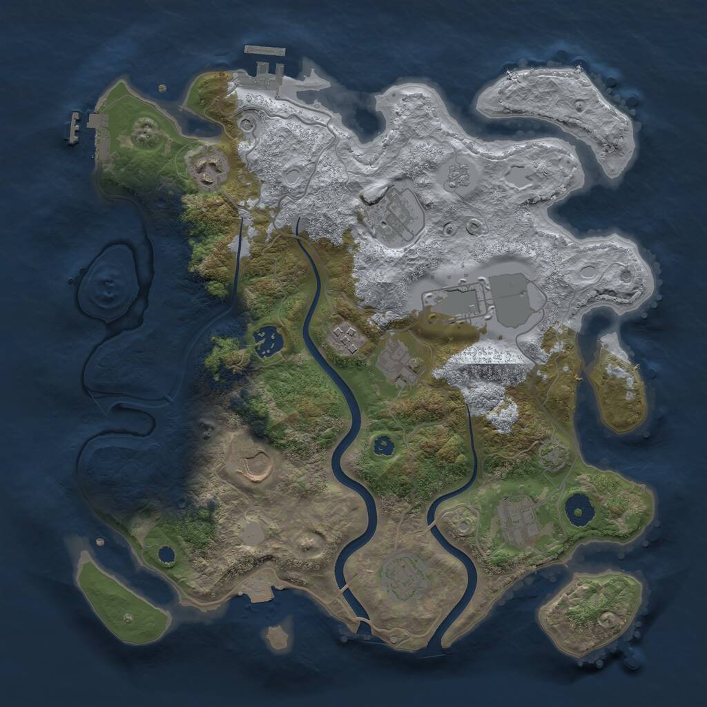 Rust Map: Procedural Map, Size: 3500, Seed: 1884759711, 15 Monuments