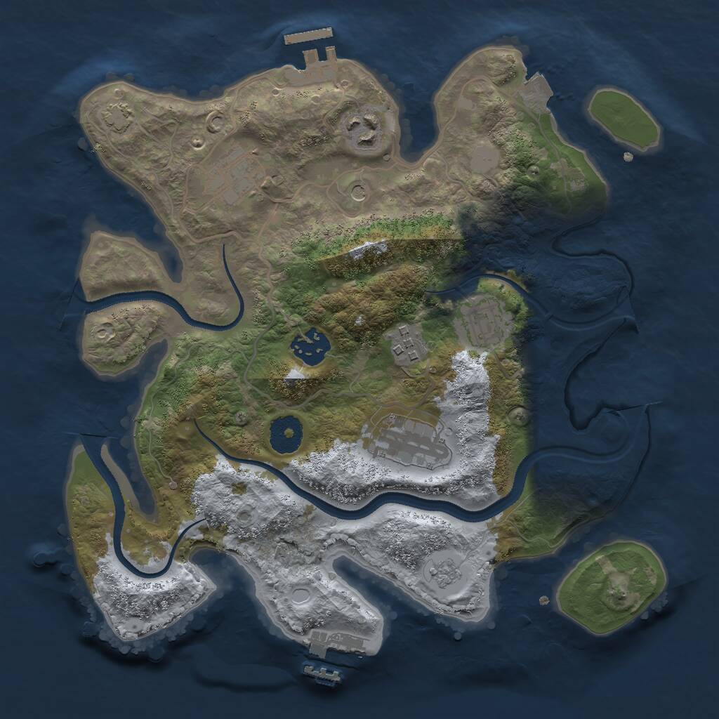Rust Map: Procedural Map, Size: 3000, Seed: 11343, 12 Monuments