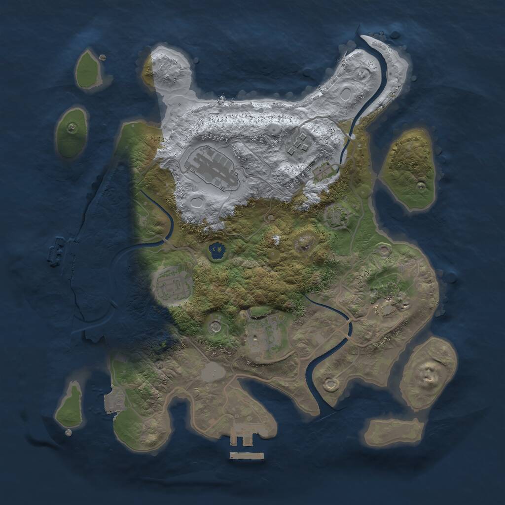 Rust Map: Procedural Map, Size: 3000, Seed: 127946460, 10 Monuments