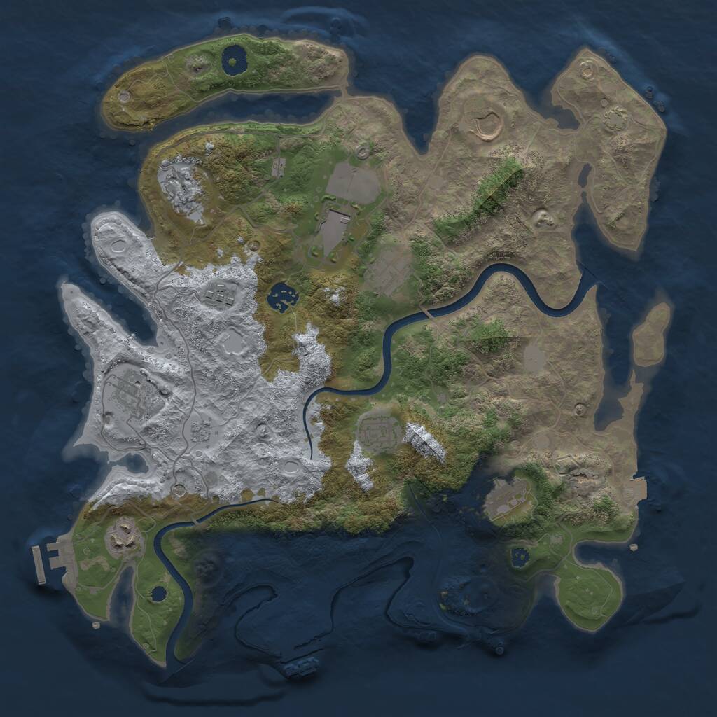 Rust Map: Procedural Map, Size: 3750, Seed: 771804, 16 Monuments