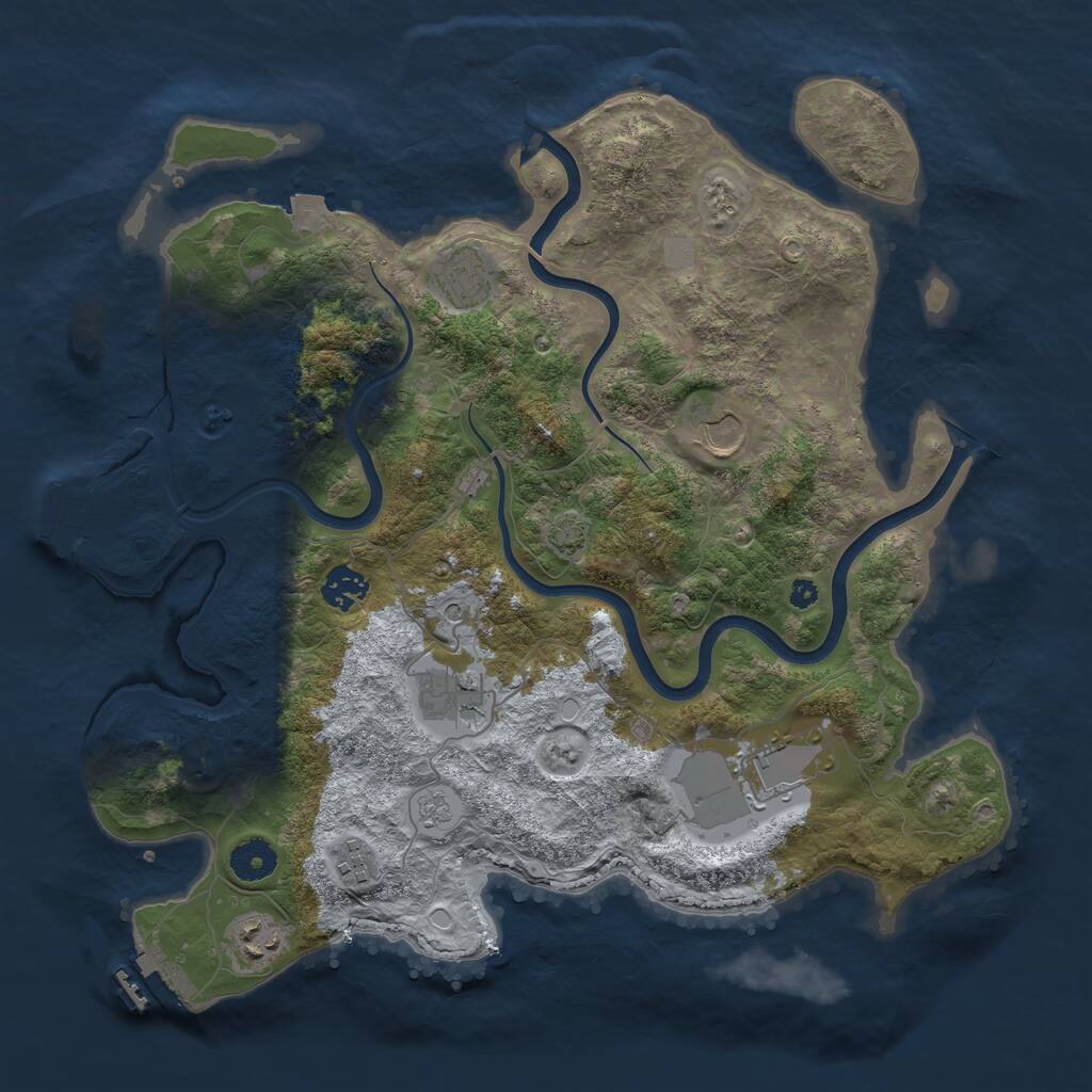 Rust Map: Procedural Map, Size: 3750, Seed: 280798279, 13 Monuments