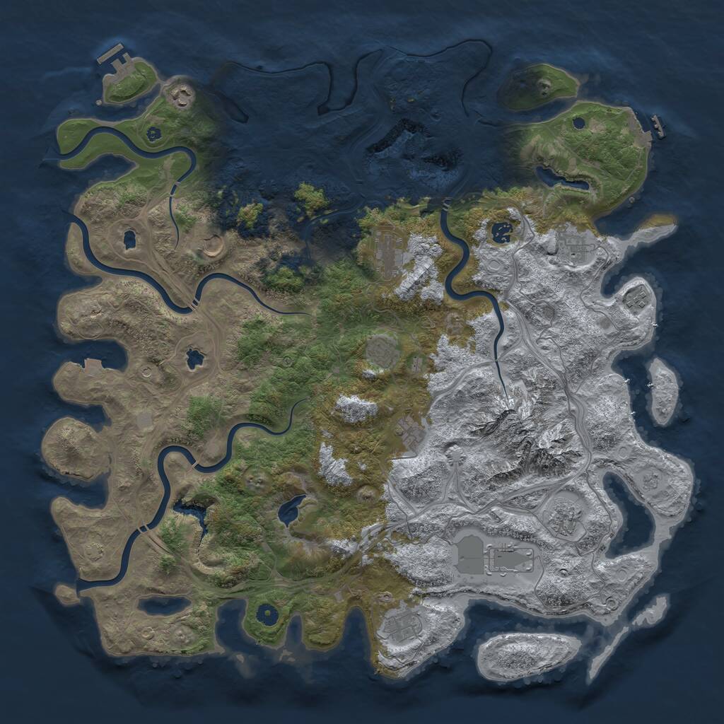 Rust Map: Procedural Map, Size: 5000, Seed: 357718448, 17 Monuments