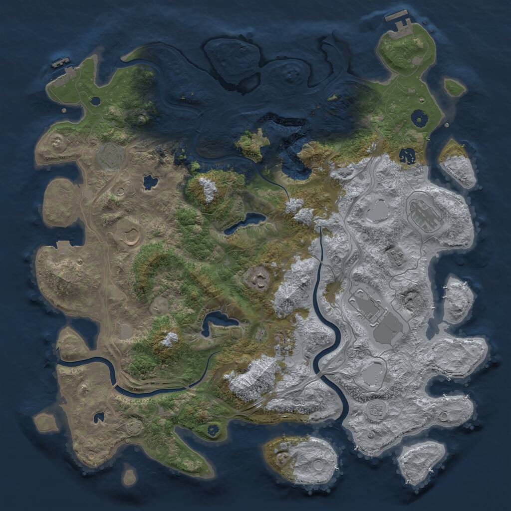 Rust Map: Procedural Map, Size: 4500, Seed: 376914422, 14 Monuments