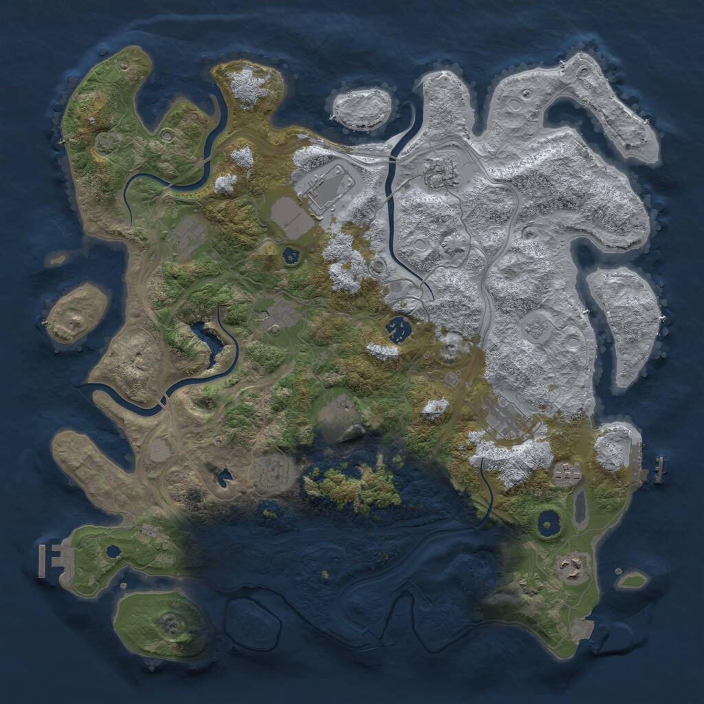 Rust Map: Procedural Map, Size: 4250, Seed: 1853743549, 16 Monuments