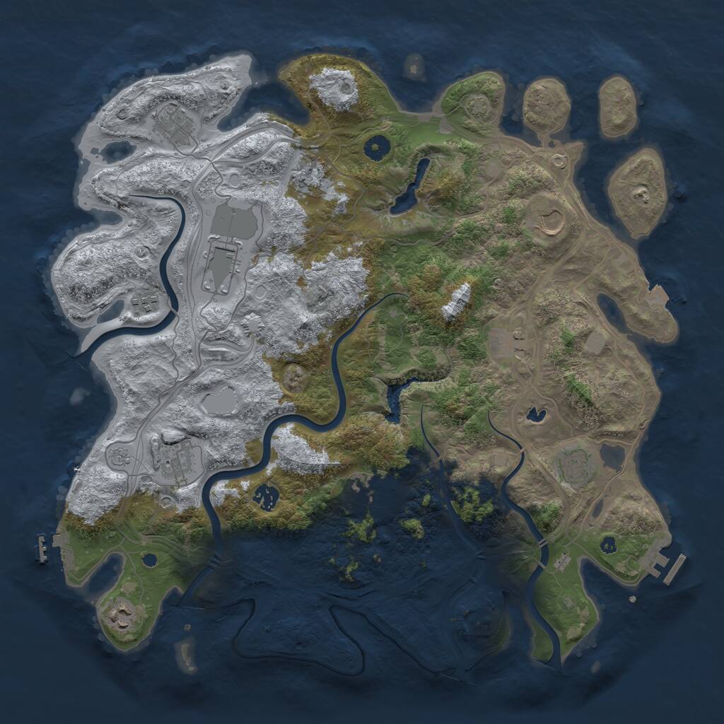Rust Map: Procedural Map, Size: 4300, Seed: 445181175, 17 Monuments