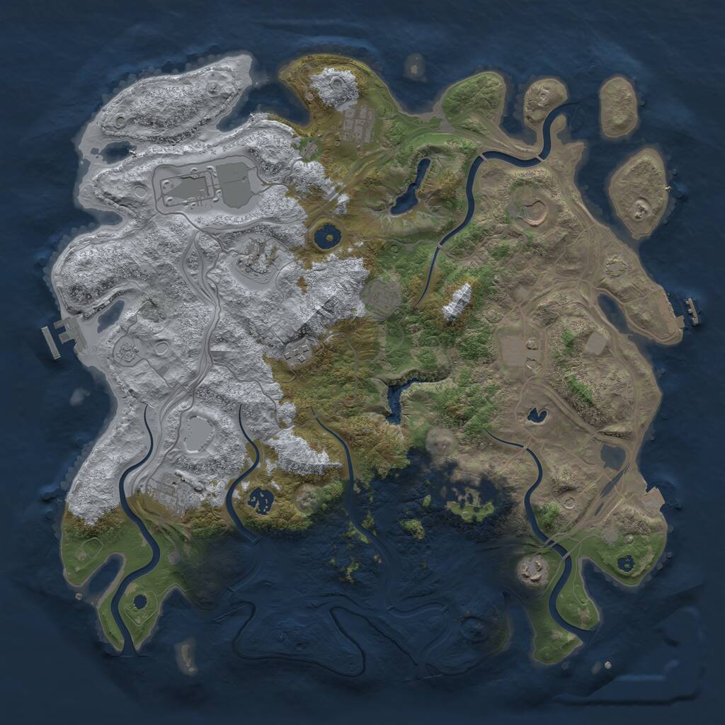 Rust Map: Procedural Map, Size: 4300, Seed: 445181175, 17 Monuments