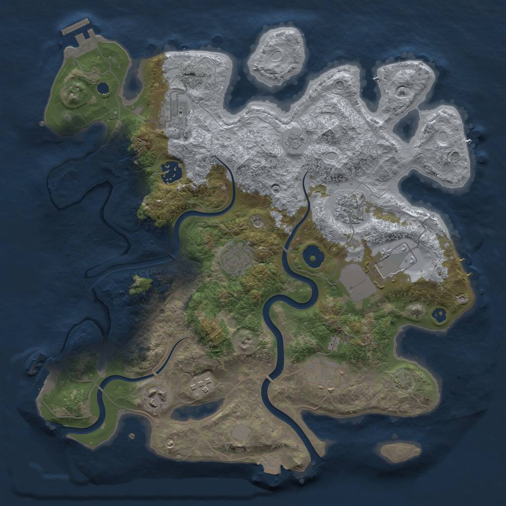 Rust Map: Procedural Map, Size: 3500, Seed: 2034, 14 Monuments