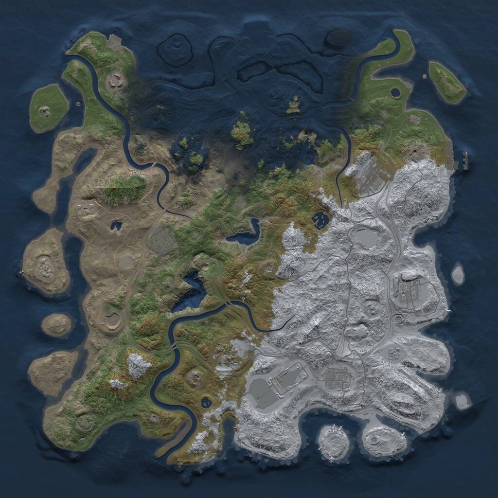 Rust Map: Procedural Map, Size: 4500, Seed: 506549164, 17 Monuments