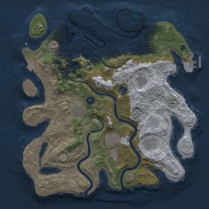 Thumbnail Rust Map: Procedural Map, Size: 3650, Seed: 82969430, 13 Monuments