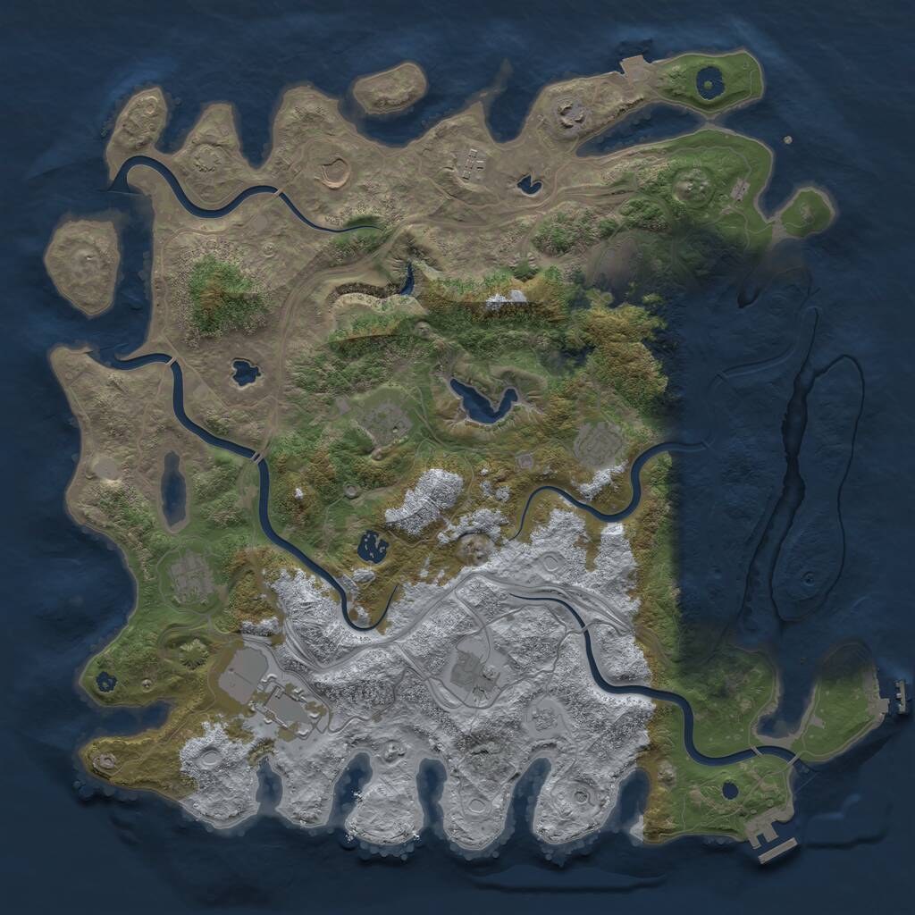Rust Map: Procedural Map, Size: 4500, Seed: 743685467, 16 Monuments