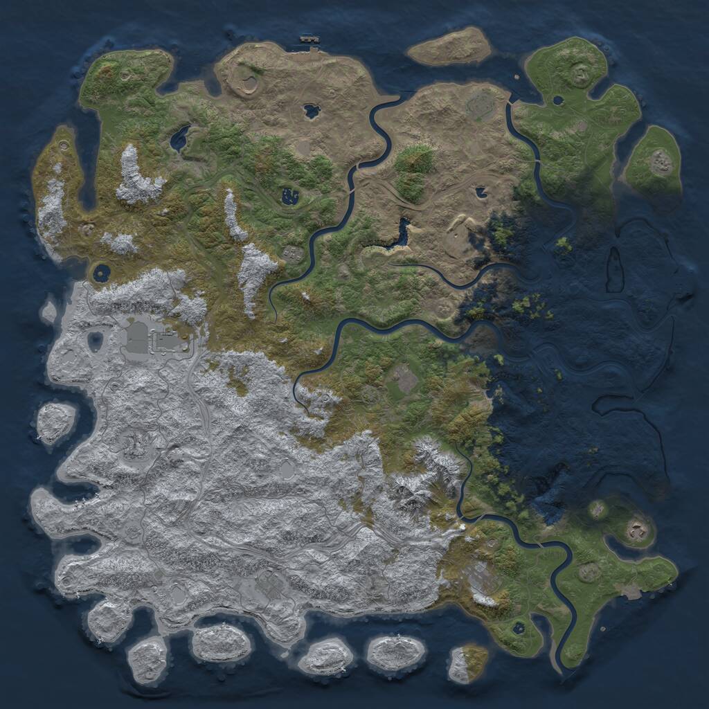 Rust Map: Procedural Map, Size: 6000, Seed: 5398, 17 Monuments