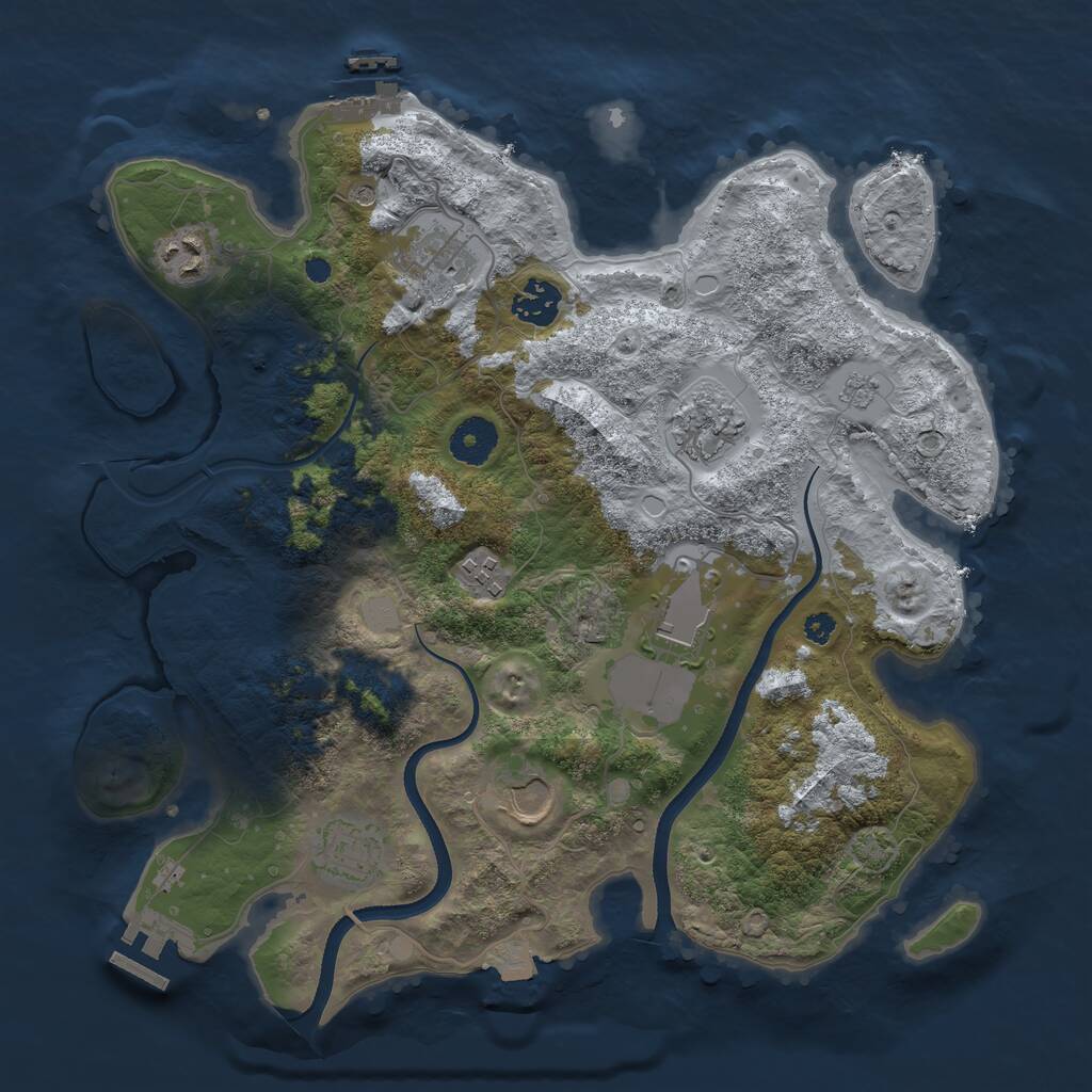 Rust Map: Procedural Map, Size: 3500, Seed: 1101155, 14 Monuments