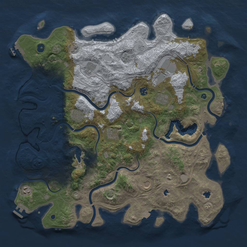 Rust Map: Procedural Map, Size: 4500, Seed: 487709950, 15 Monuments