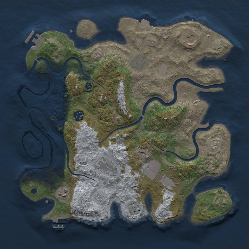 Rust Map: Procedural Map, Size: 3500, Seed: 1418809820, 13 Monuments