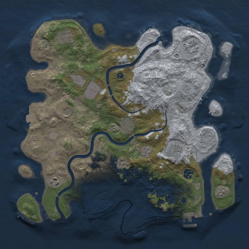 Rust Map: Procedural Map, Size: 3750, Seed: 1468013883, 16 Monuments