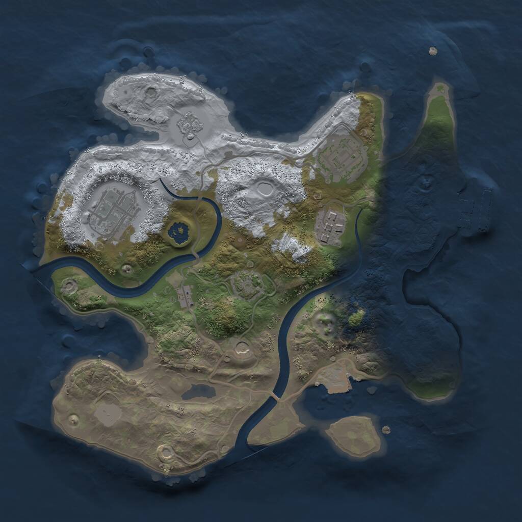 Rust Map: Procedural Map, Size: 2500, Seed: 1809381665, 8 Monuments