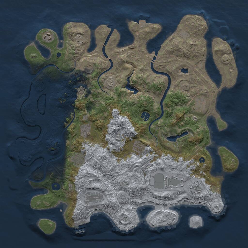 Rust Map: Procedural Map, Size: 4300, Seed: 6235121, 17 Monuments