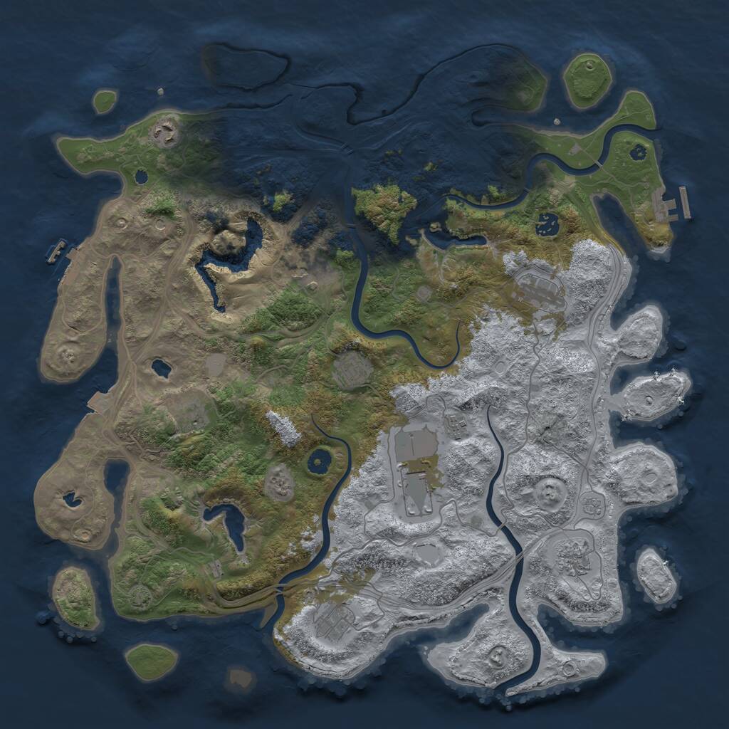 Rust Map: Procedural Map, Size: 4500, Seed: 398693775, 16 Monuments
