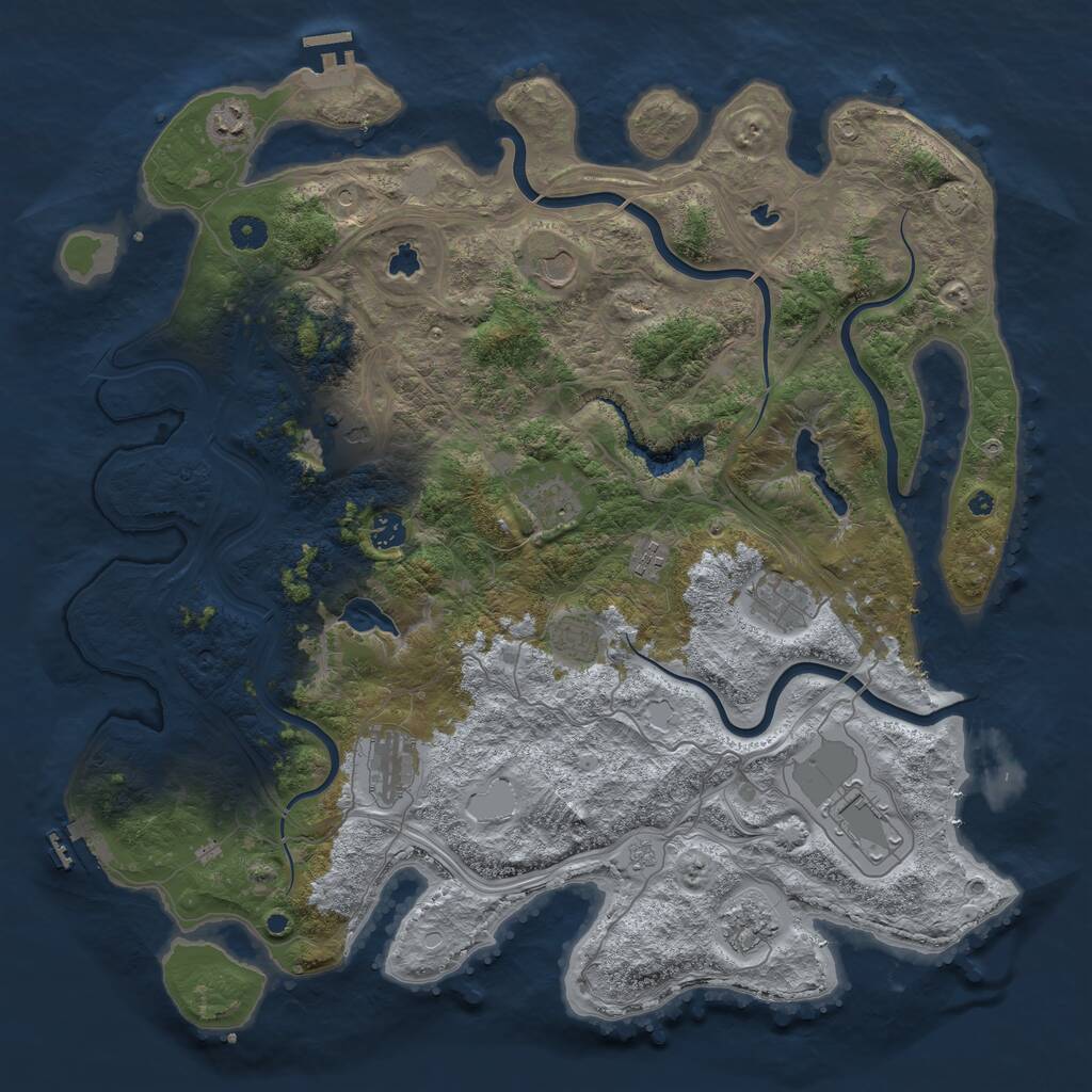 Rust Map: Procedural Map, Size: 4500, Seed: 1497356704, 17 Monuments
