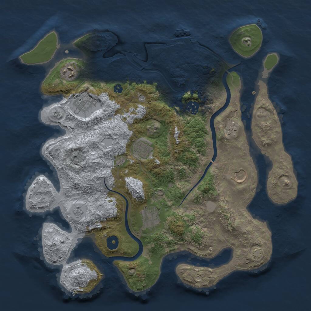 Rust Map: Procedural Map, Size: 3500, Seed: 1805997055, 12 Monuments