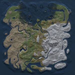 Thumbnail Rust Map: Procedural Map, Size: 5000, Seed: 557093124, 16 Monuments