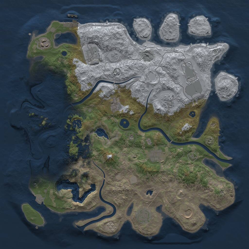 Rust Map: Procedural Map, Size: 4000, Seed: 537718934, 16 Monuments