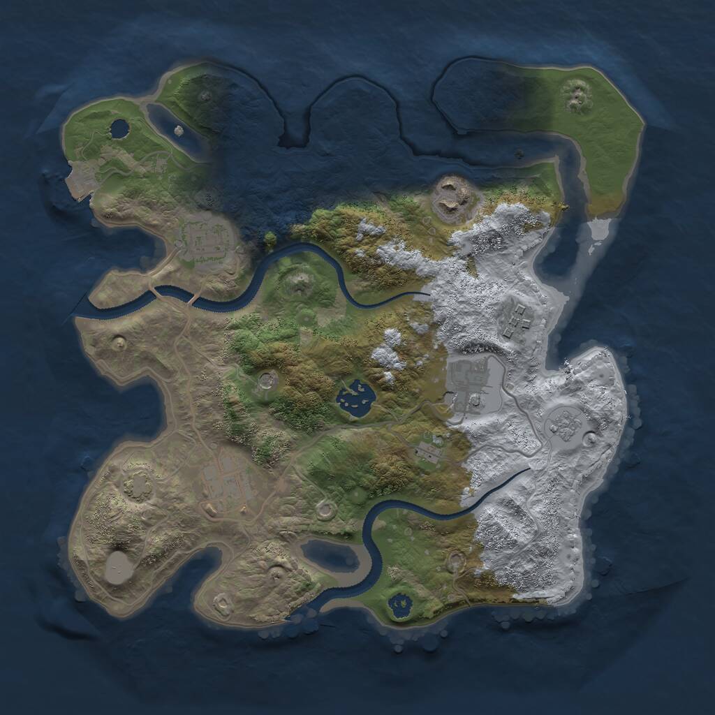 Rust Map: Procedural Map, Size: 3000, Seed: 68738, 10 Monuments