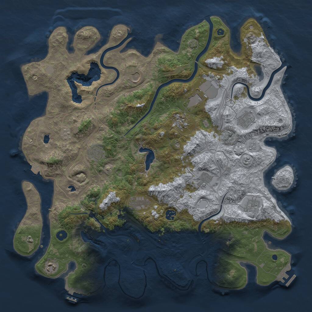 Rust Map: Procedural Map, Size: 4500, Seed: 1320814206, 17 Monuments