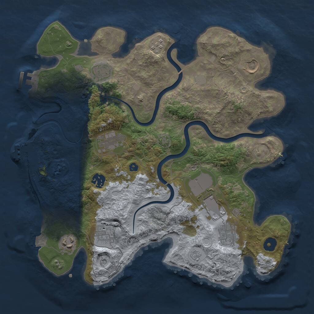 Rust Map: Procedural Map, Size: 3500, Seed: 1322326014, 15 Monuments