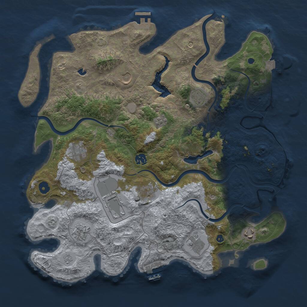 Rust Map: Procedural Map, Size: 4000, Seed: 1923904062, 16 Monuments