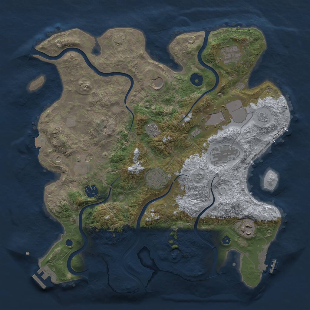 Rust Map: Procedural Map, Size: 3600, Seed: 628851781, 15 Monuments